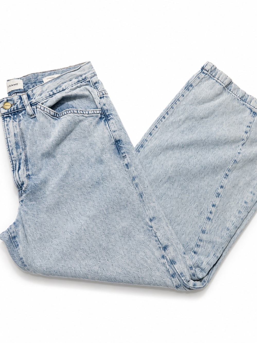 FRAME Le Baggy Palazzo Jeans Light Wash Wide Leg Organic Cotton 32